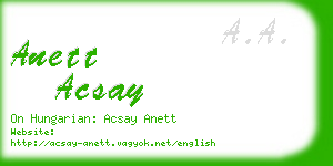 anett acsay business card